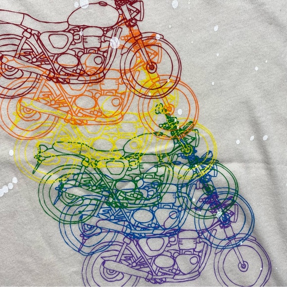 Chaser Rainbow Motorcycle Print One For The Road Paint Spatter T-Shirt NWT L - Picture 10 of 14